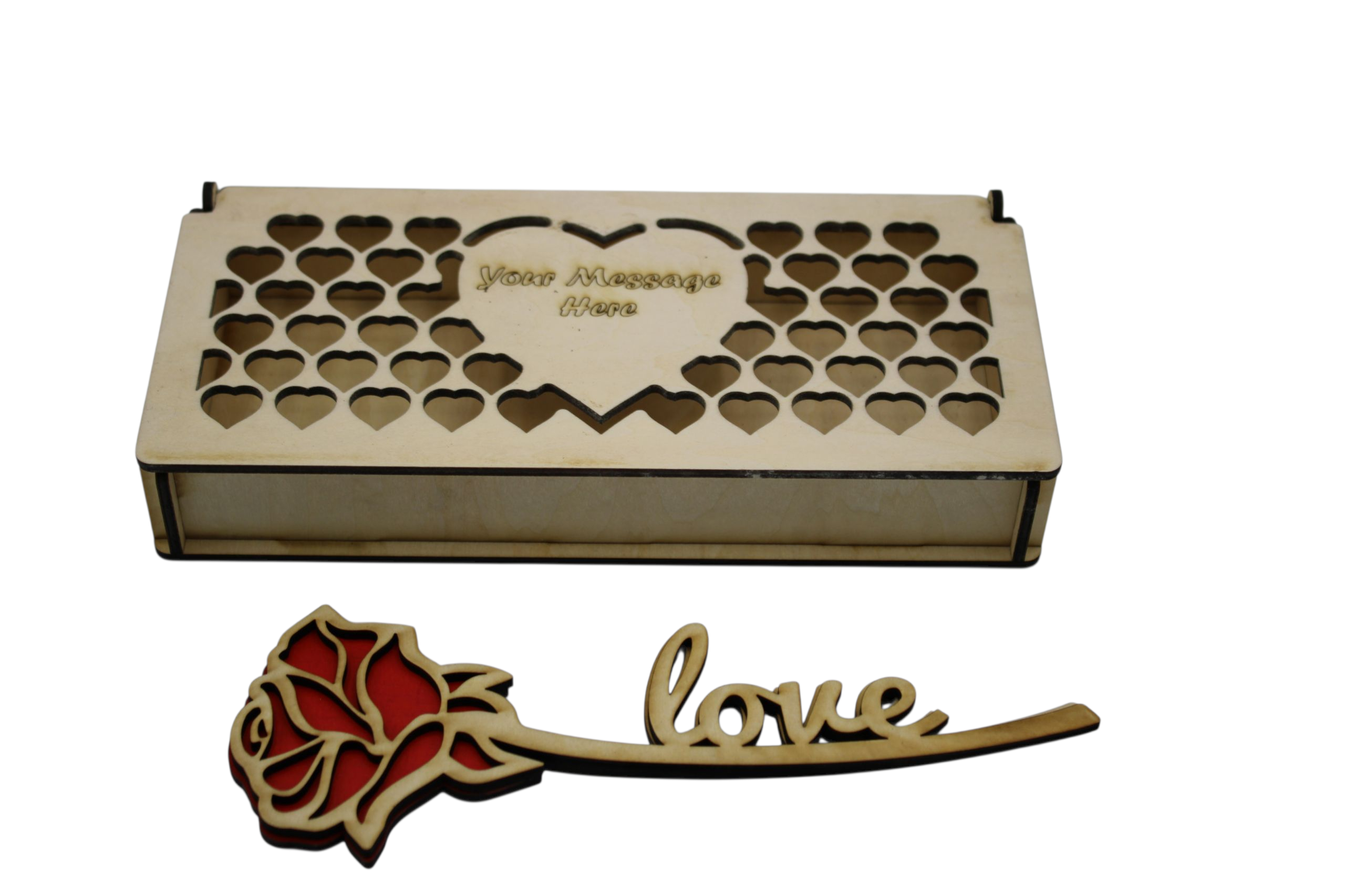 Red Rose with Love in a Personalised Beautiful Wooden Box