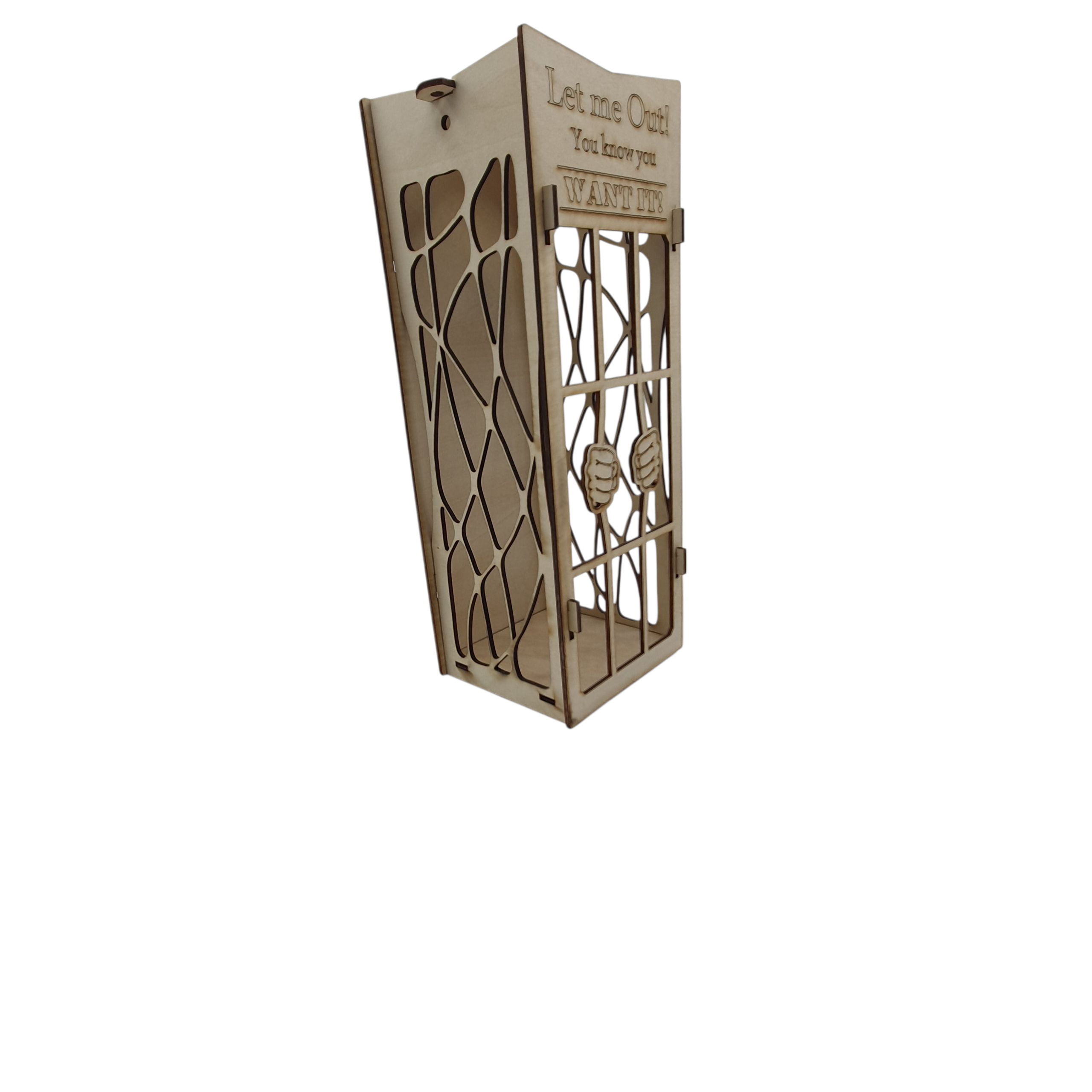 Wooden "Let Me Out Of Here" Wine Holder
