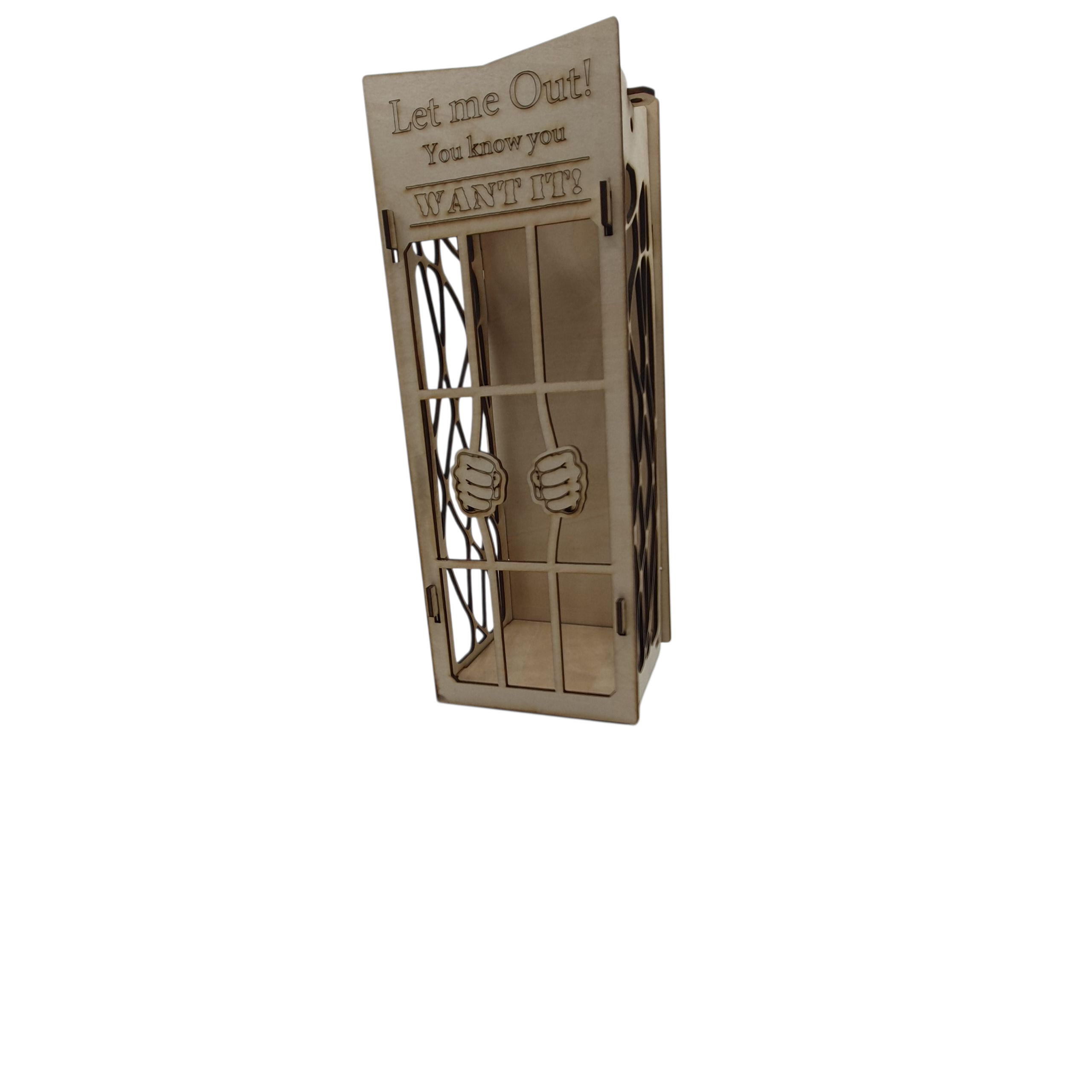 Wooden "Let Me Out Of Here" Wine Holder