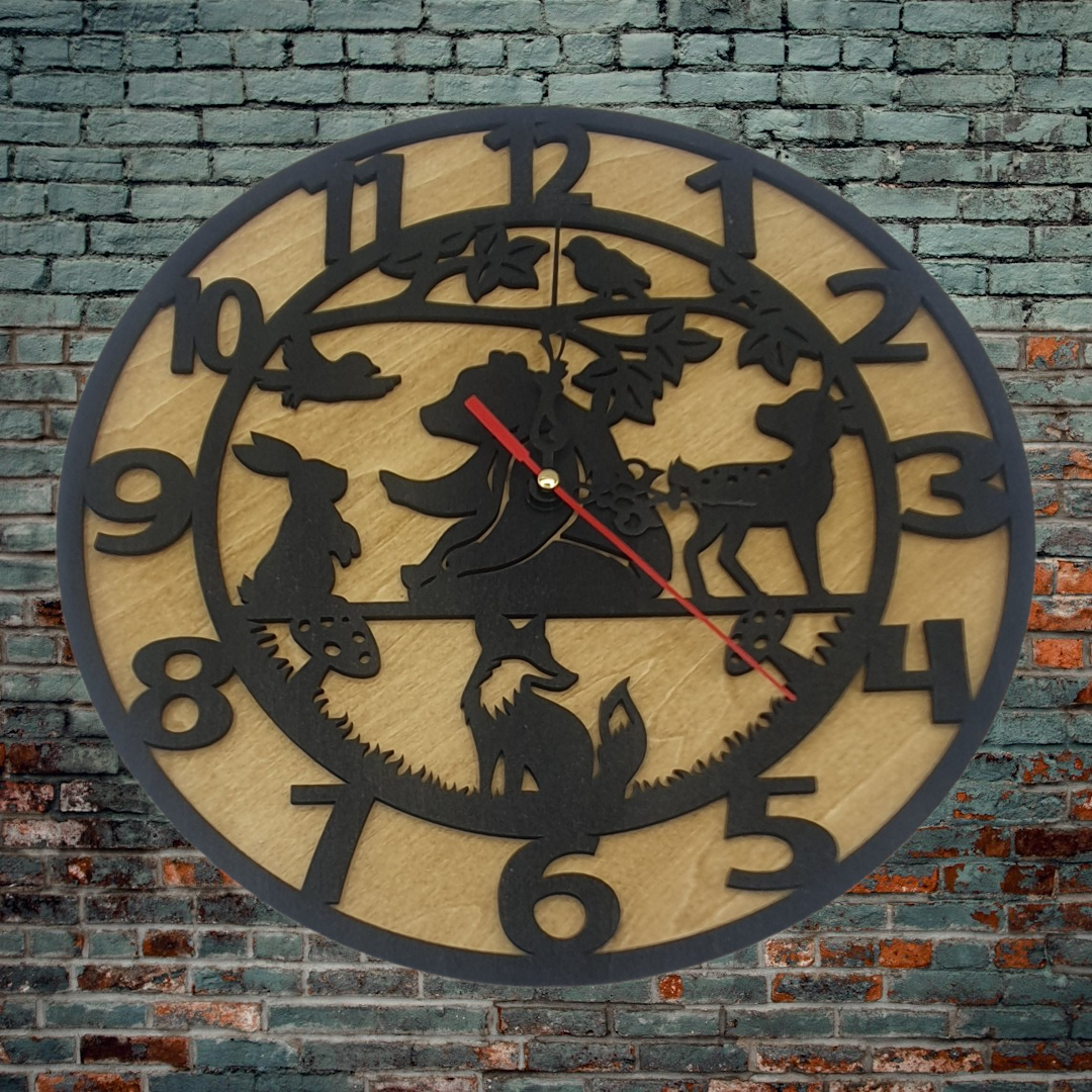 Wooden Animals Clock | 25cm DIY Wall Clock for Home or Kids’ Room
