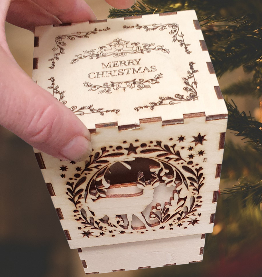 Wooden Christmas Box – Intricately Laser-Cut Festive Keepsake