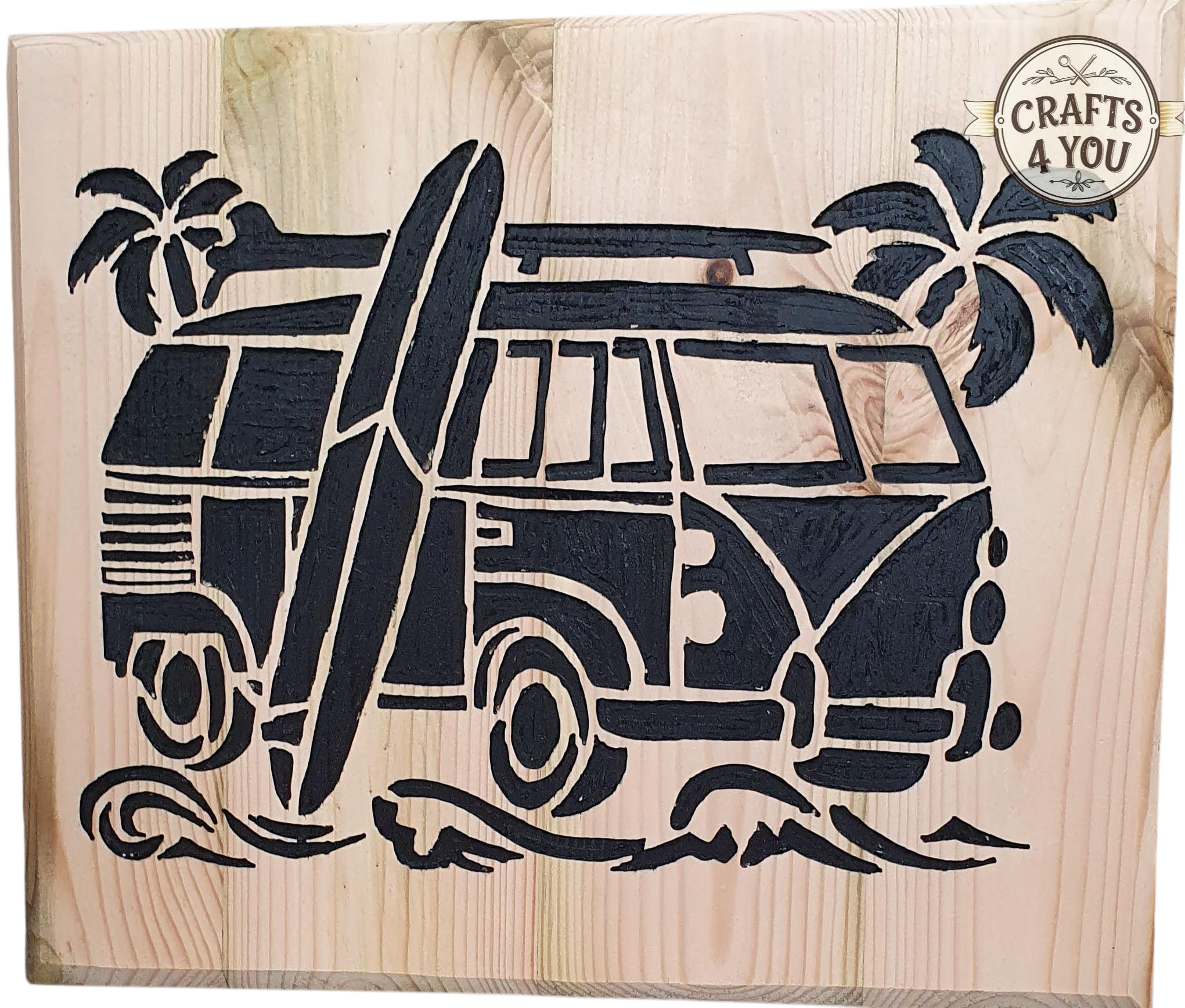 Hand Carved VW Campervan Wall Plaque