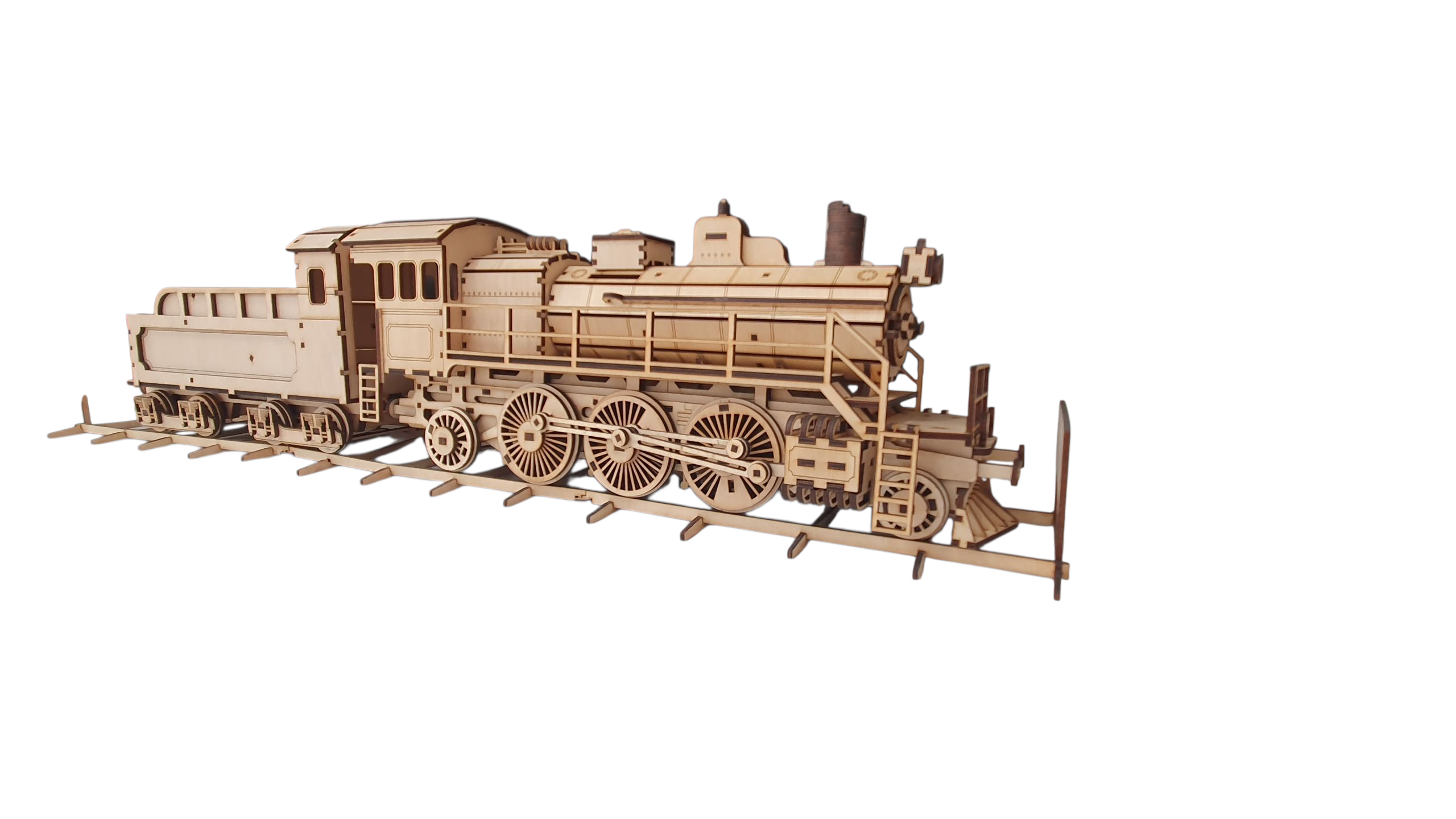 Wooden Steam Locomotive with Coal Tender