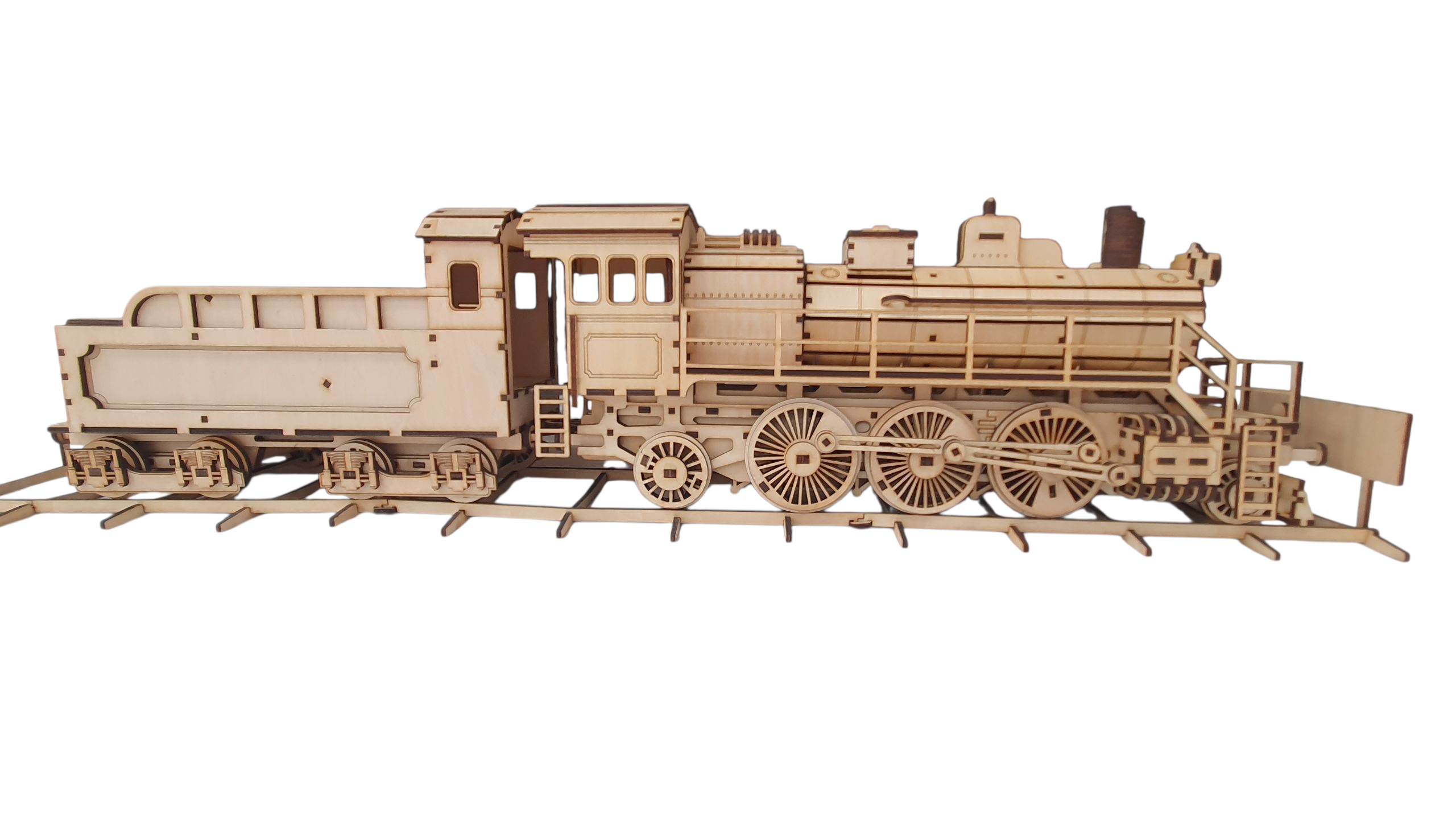 Wooden Steam Locomotive with Coal Tender