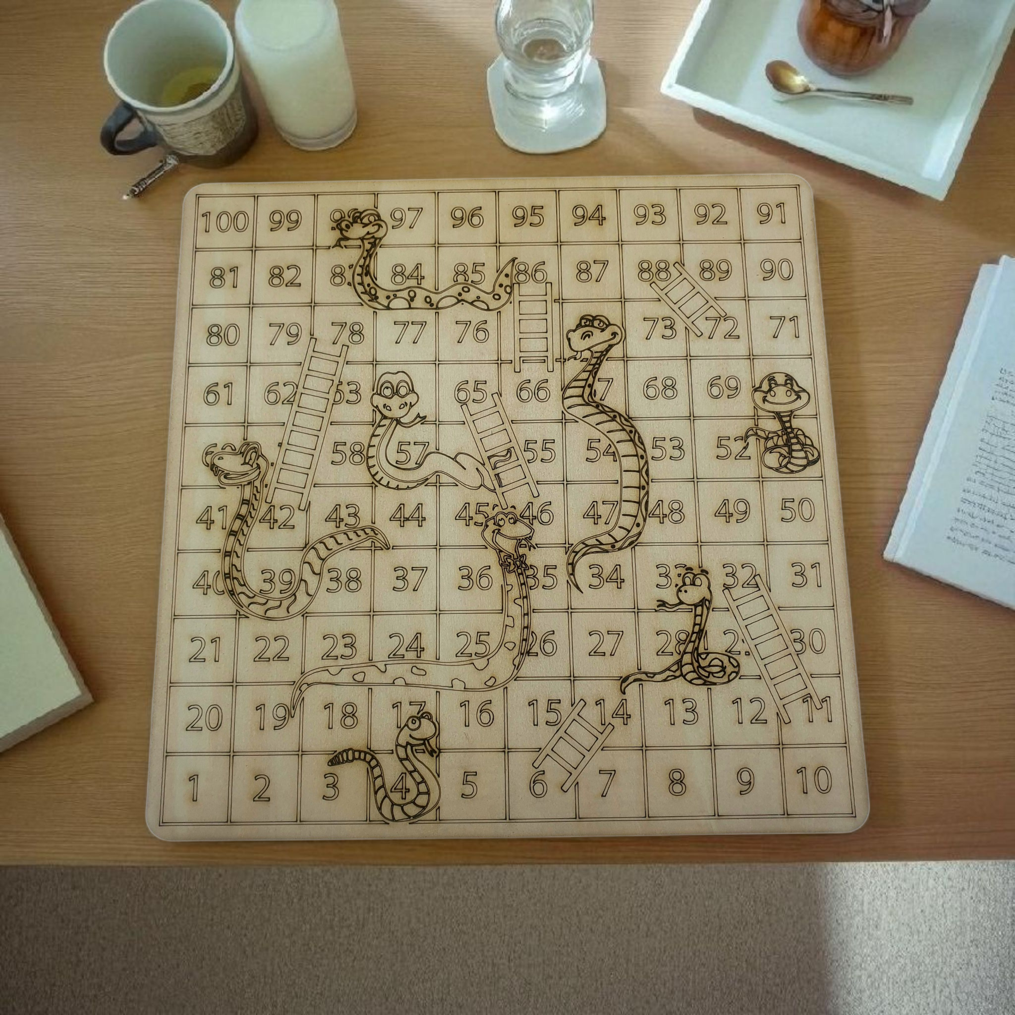 Classic Wooden Snakes & Ladders – With Storage Case | Family Board Game