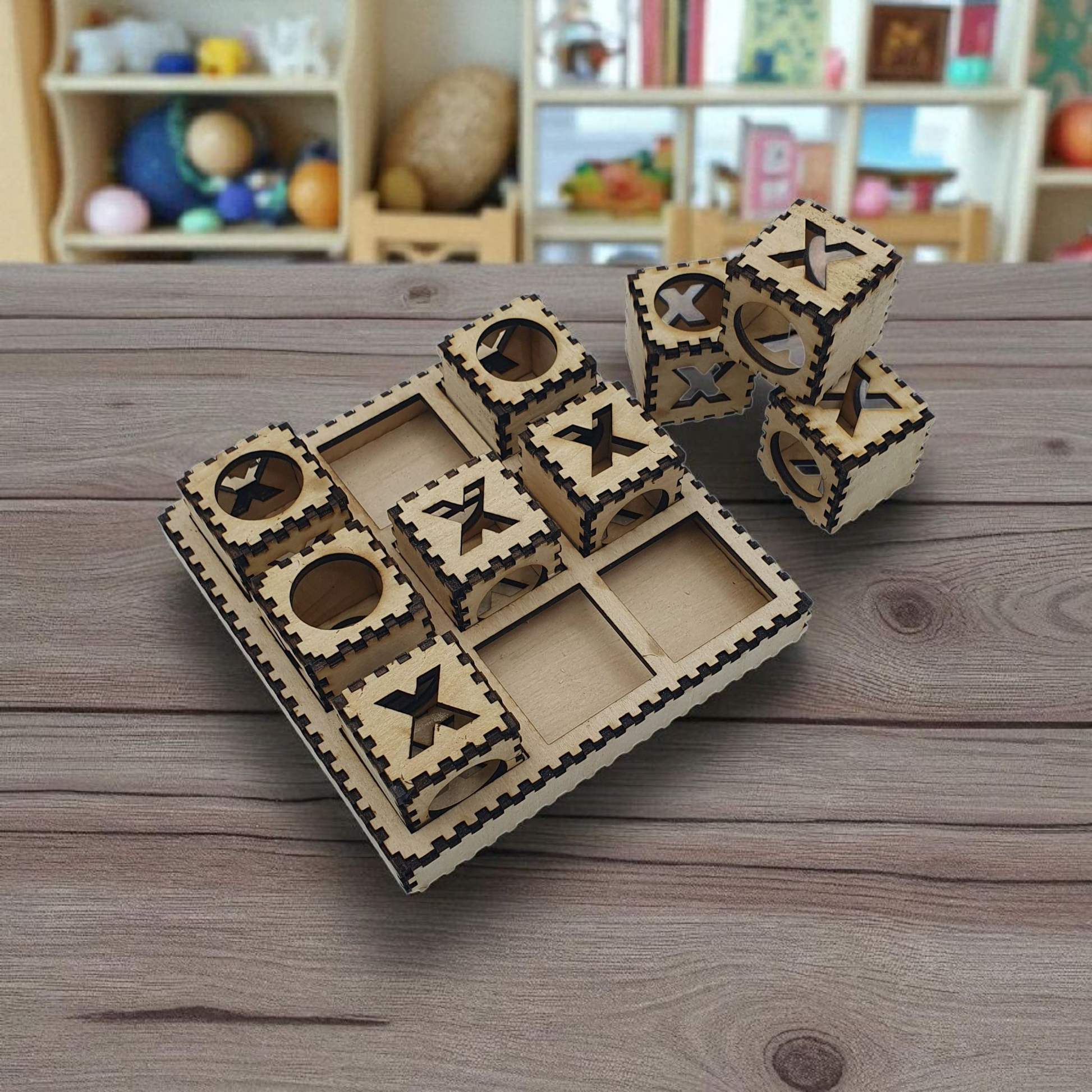 3D Wooden Tic Tac Toe / Noughts & Crosses – DIY Craft Kit