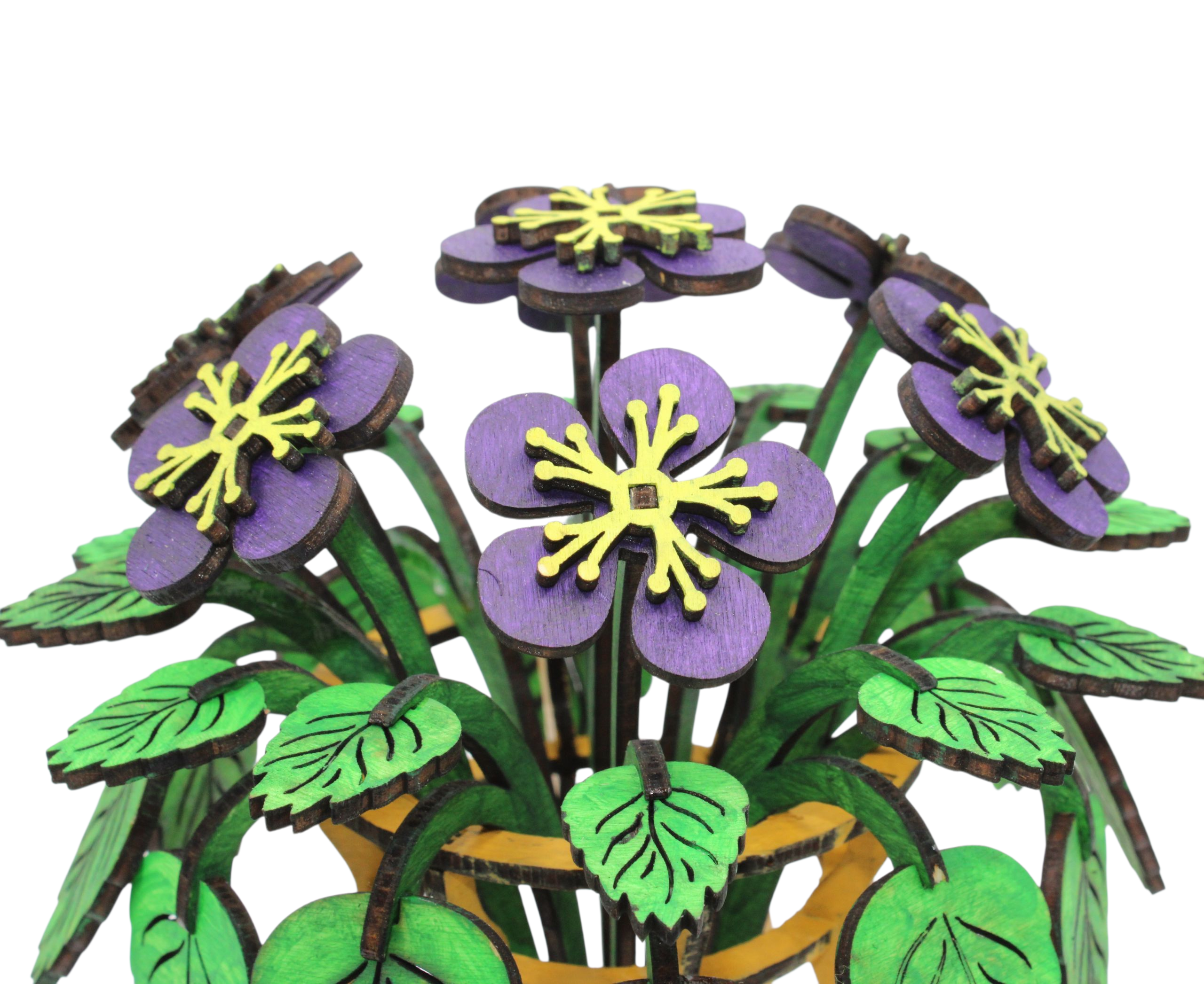 Wooden Violet Flower with Pot – DIY Kit | Build, Paint & Display
