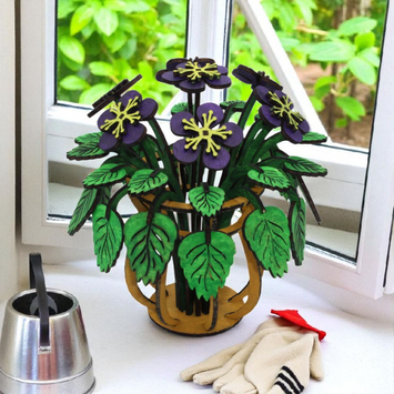 Wooden Violet Flower with Pot – DIY Kit | Build, Paint & Display