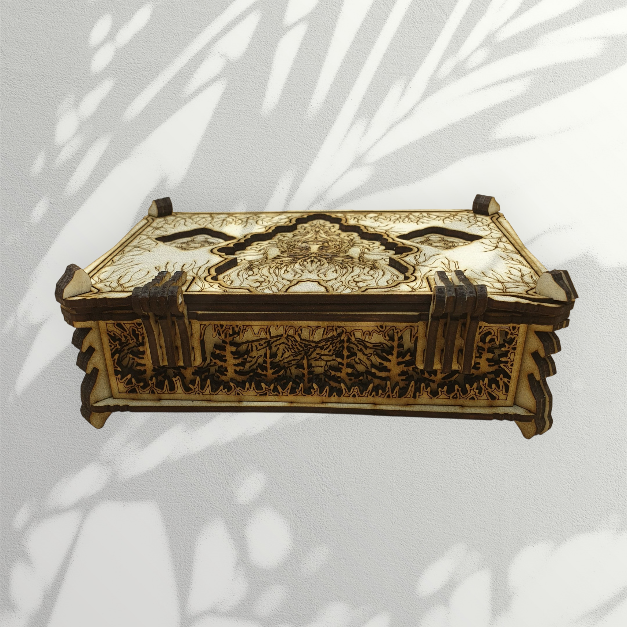 Triple Layered Christmas Keep Safe Box Head – Wooden Etched Stag Design