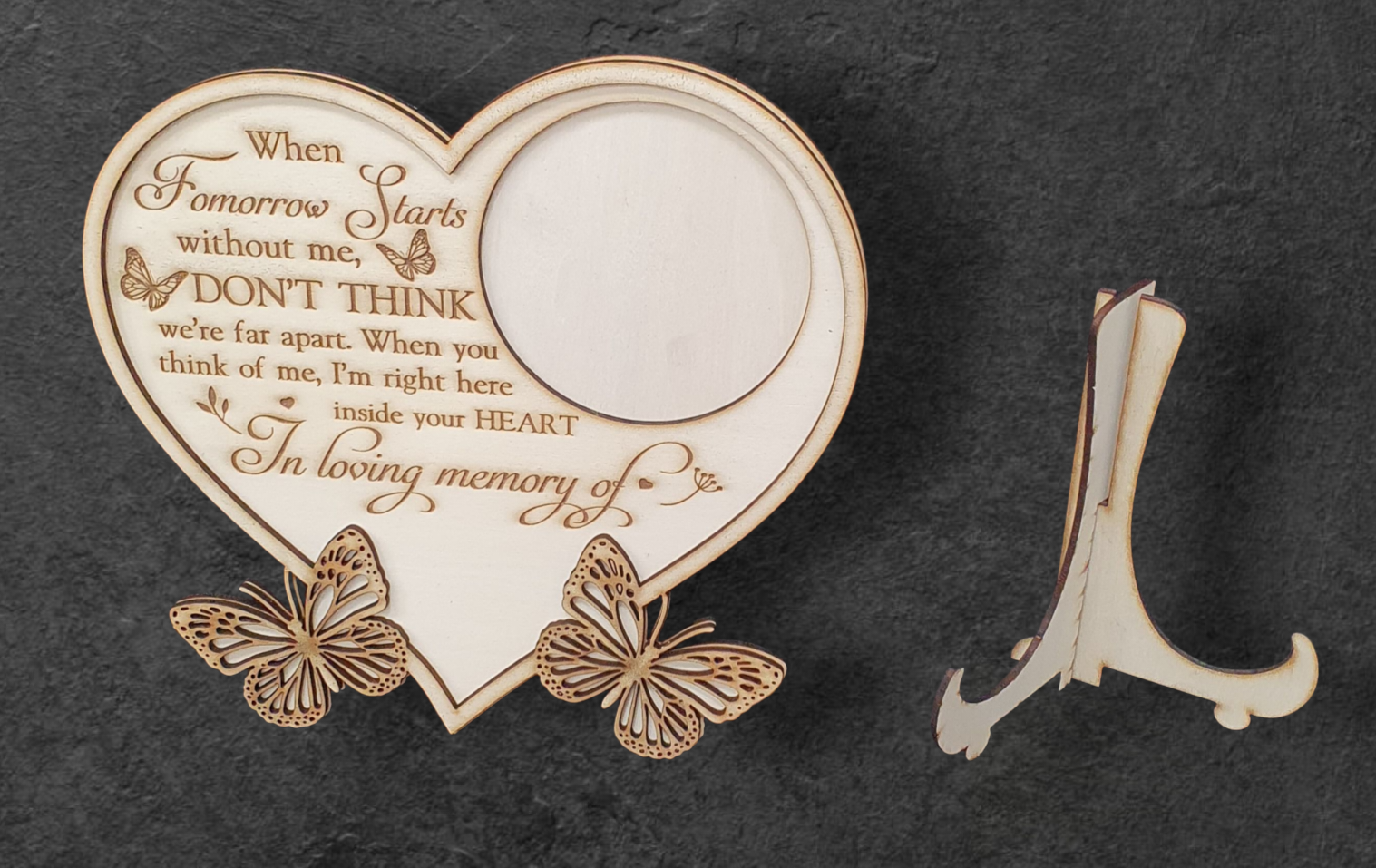 Remembrance Plaque with Stand & Photo Space | Personalised Engraved Keepsake