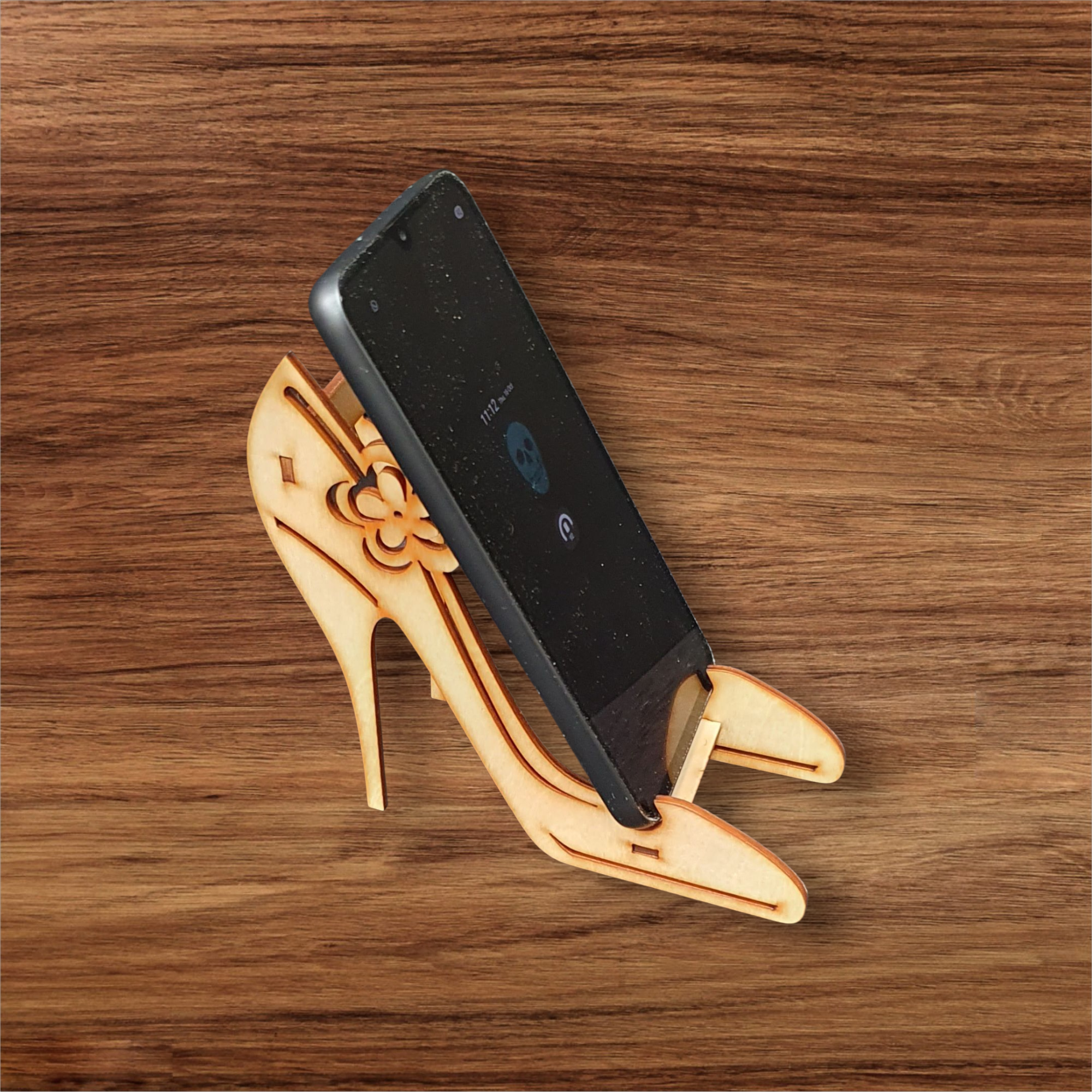 Personalised Ladies Shoe Phone Stand | Personalised Wooden DIY Kit