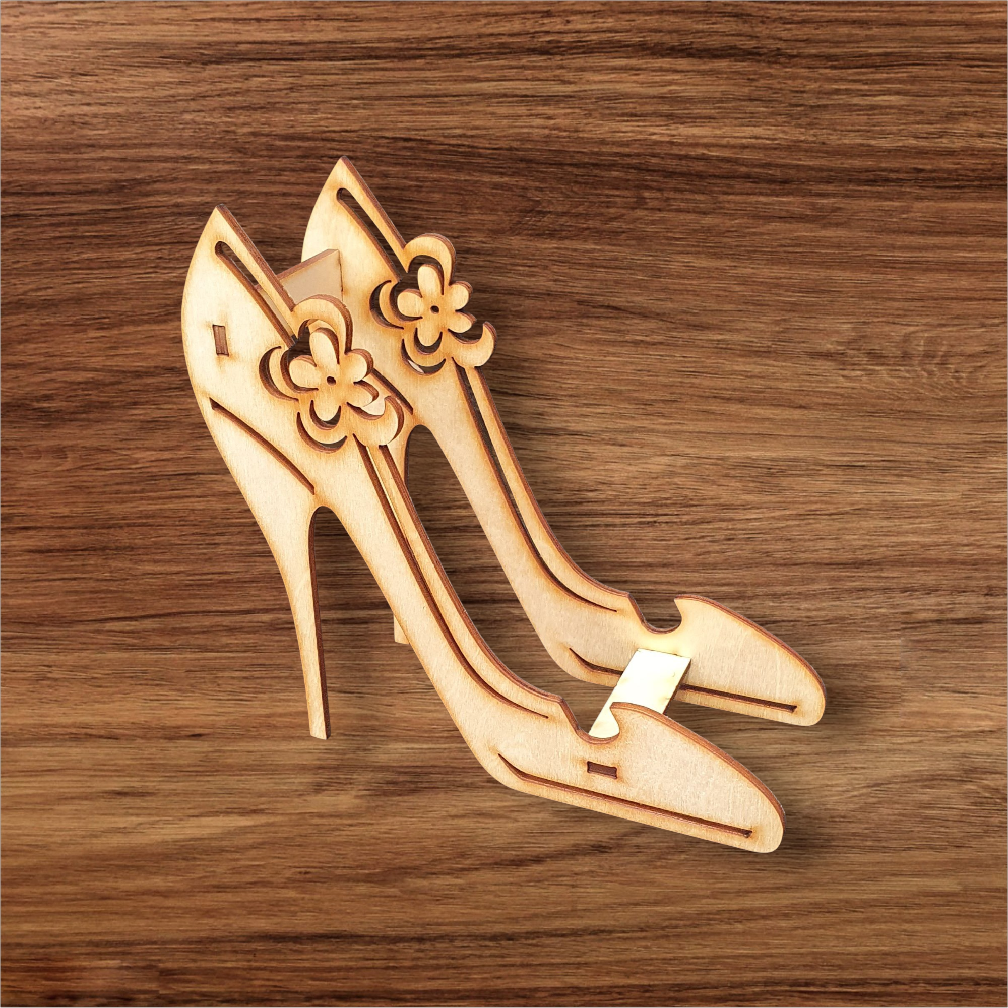 Personalised Ladies Shoe Phone Stand | Personalised Wooden DIY Kit