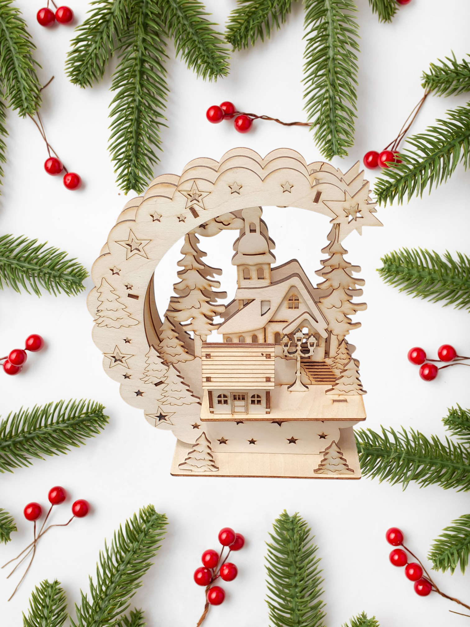 3D Christmas Lamp Table Decoration | DIY Wooden Festive Craft Kit