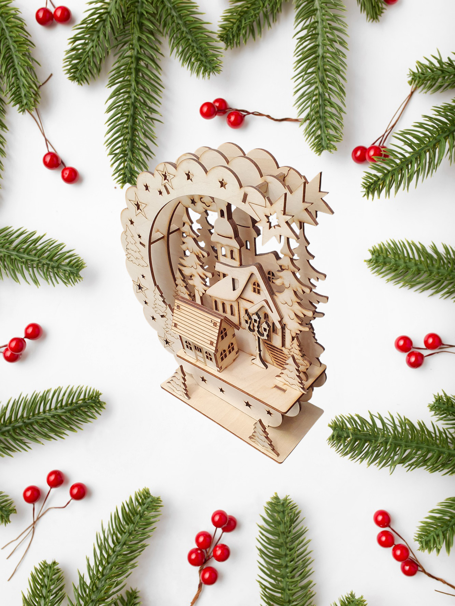 3D Christmas Lamp Table Decoration | DIY Wooden Festive Craft Kit