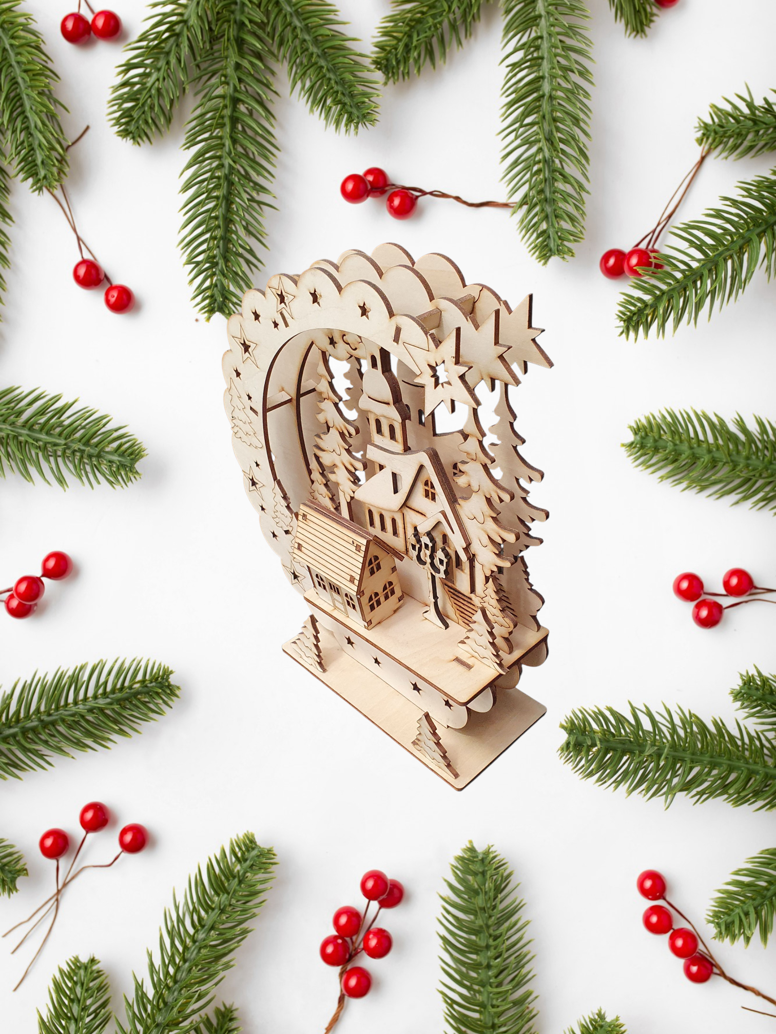 3D Christmas Lamp Table Decoration | DIY Wooden Festive Craft Kit