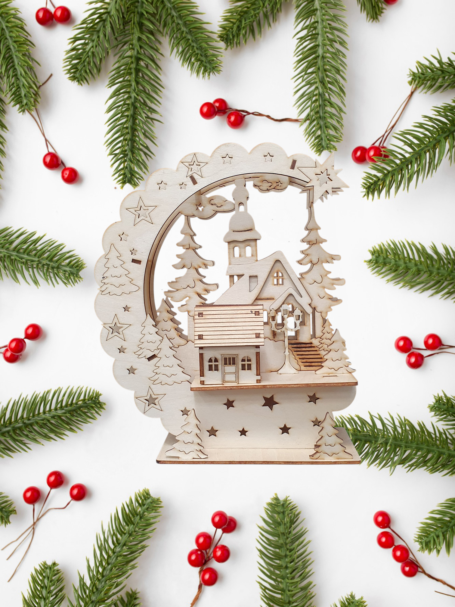 3D Christmas Lamp Table Decoration | DIY Wooden Festive Craft Kit