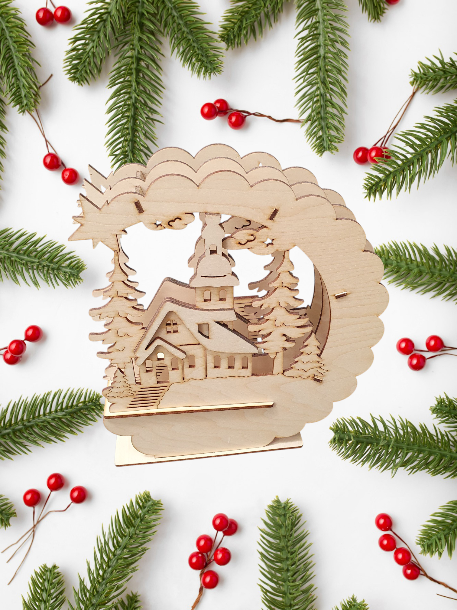 3D Christmas Lamp Table Decoration | DIY Wooden Festive Craft Kit