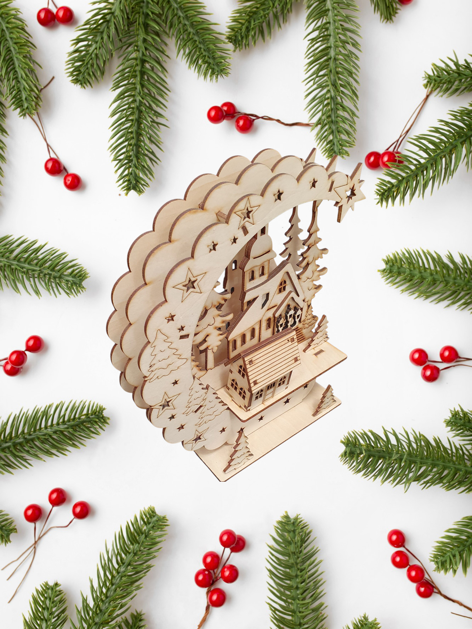3D Christmas Lamp Table Decoration | DIY Wooden Festive Craft Kit