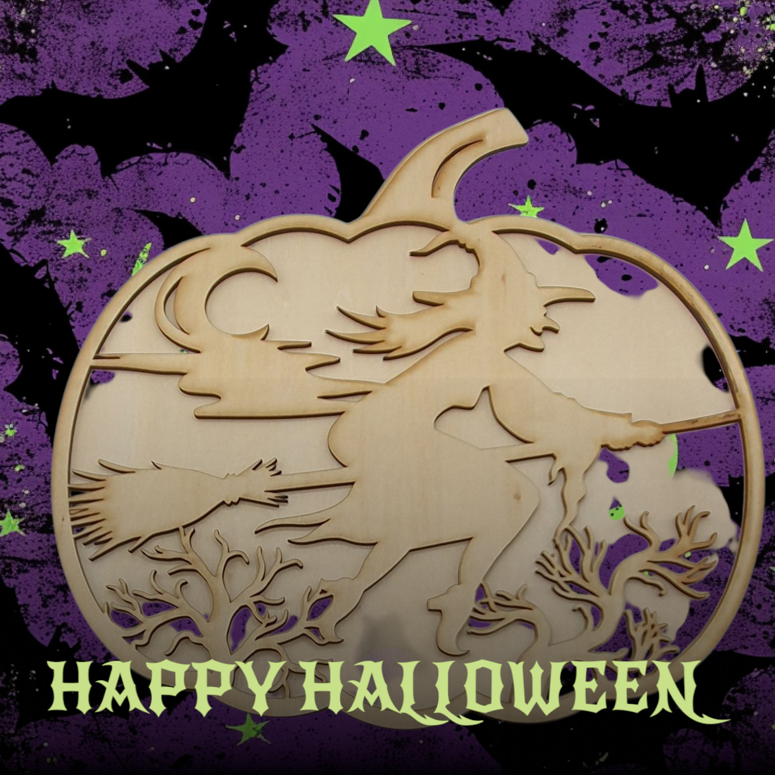Halloween Pumpkin with Witch on Broomstick – Spooky DIY Craft Kit