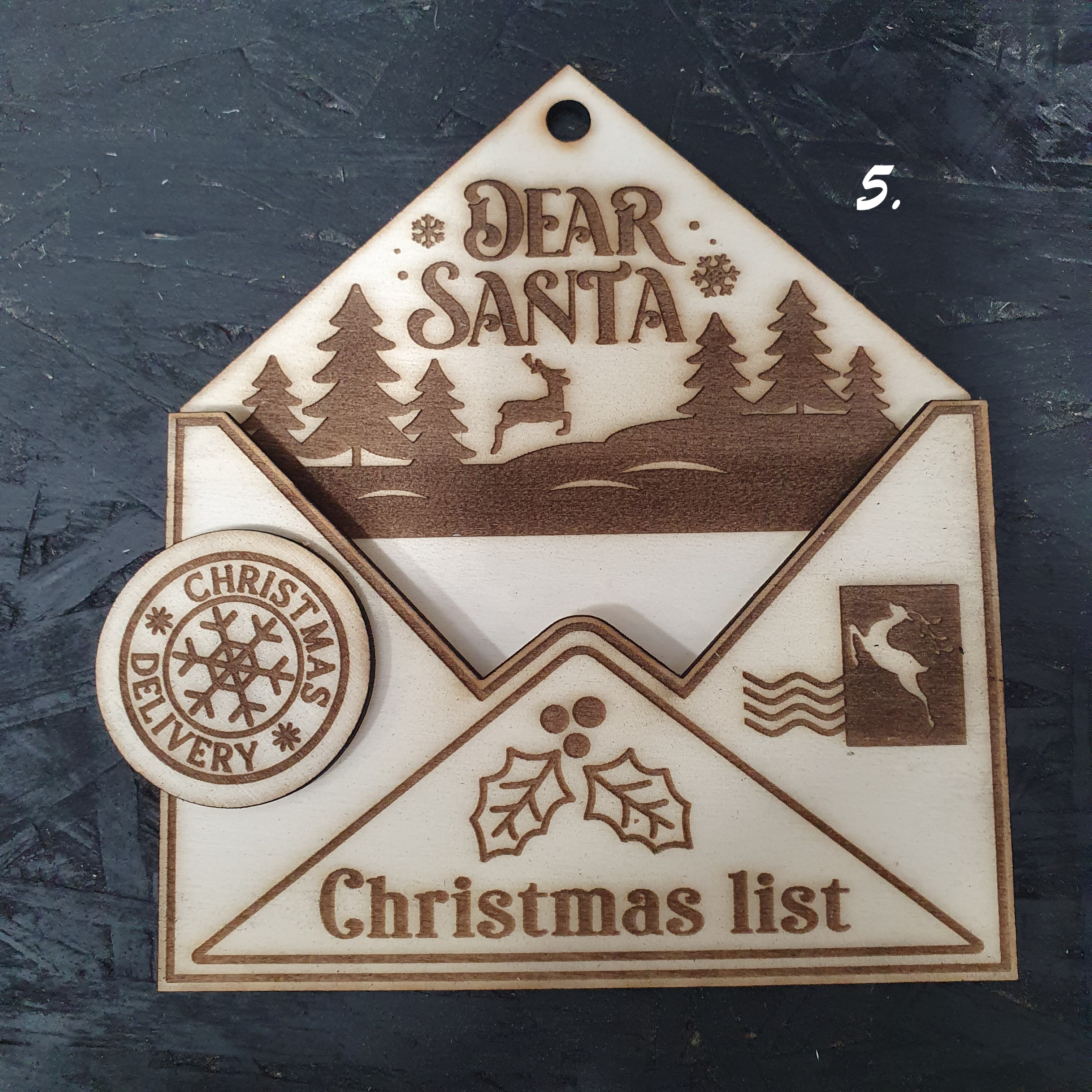 Wooden Christmas Layered Envelope Ornaments – Write Your Letter to Santa!