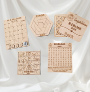 Personalised Wooden Wedding Games – Custom Engraved Wedding Favours & Tabletop Guest Gifts | Rustic Mini Party Games