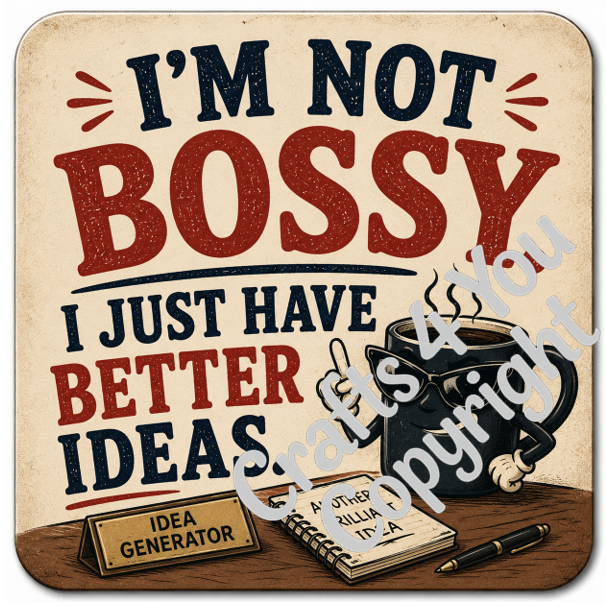 Humorous work-themed drink coasters featuring colourful vintage-style illustrations and funny office jokes, ideal as gifts for colleagues, bosses, teachers or office friends.