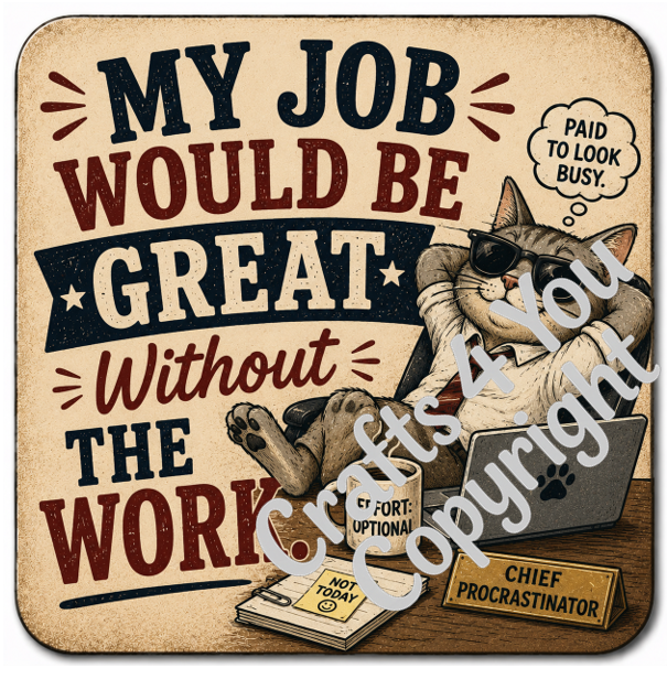 Premium printed office humour coasters with five unique comic-style designs celebrating workplace sarcasm, perfect for coffee lovers, coworkers, managers and anyone who enjoys a laugh at work.