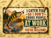 Funny fishing acrylic hanging sign featuring a jumping Perch with the quote "Fishing Is Cheaper Than Divorce And You Get To Keep The Boat", available in 3 sizes with hanging chain and choice of 10 UK fish including Pike, Carp, Salmon, Trout, Grayling, Perch, Tench, Barbel, Chub and Roach.