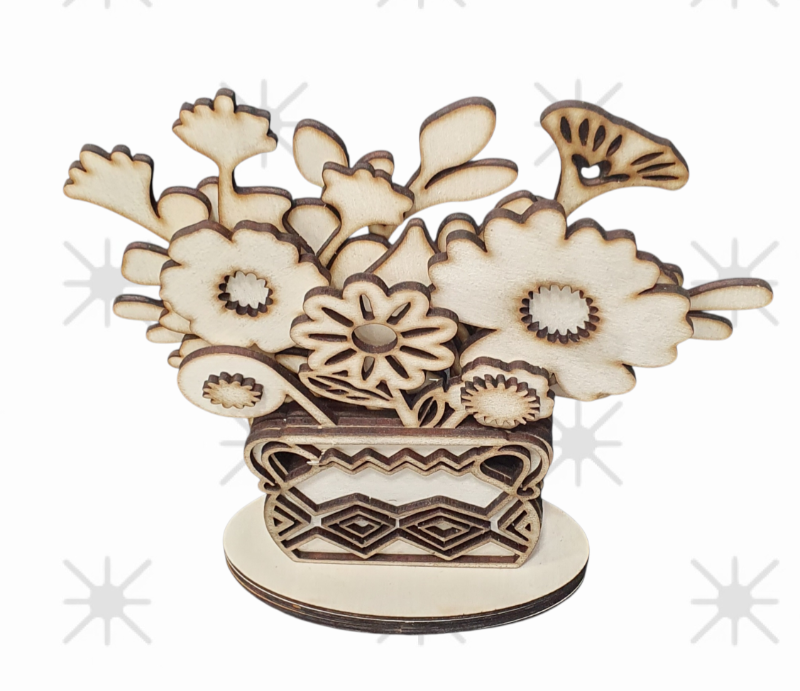 Custom wooden floral gift decoration measuring 20.5cm x 19cm