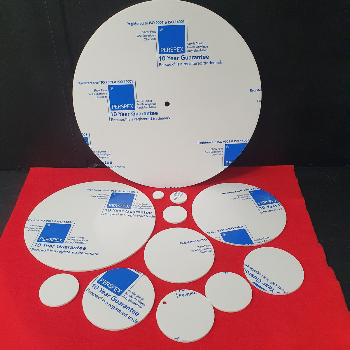 Small acrylic disc blanks ideal for sublimation, vinyl and UV printing, available with or without hanging hole.