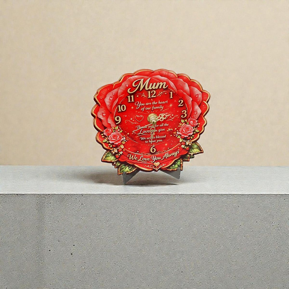 Decorative floral Mum plaque clock with loving words, ideal birthday or Mother’s Day gift to show appreciation and love.