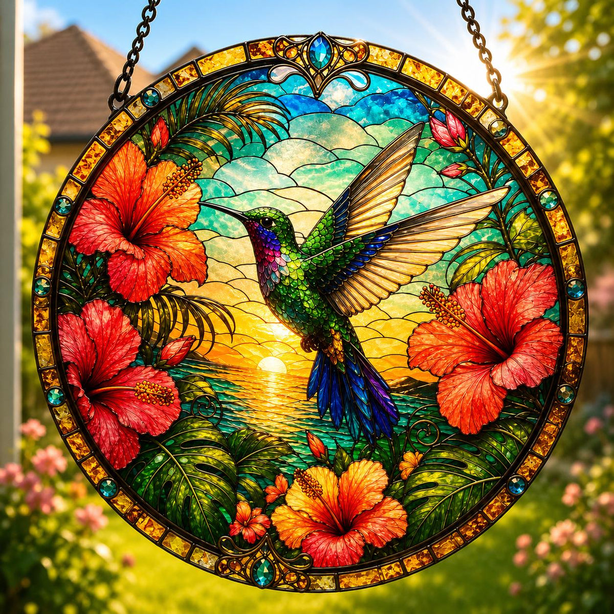 Stained Glass Effect Acrylic Suncatcher  Nature & Wildlife Window Hanging  Bee, Cardinal, Dragonfly, Fox, Owl, Butterfly and More