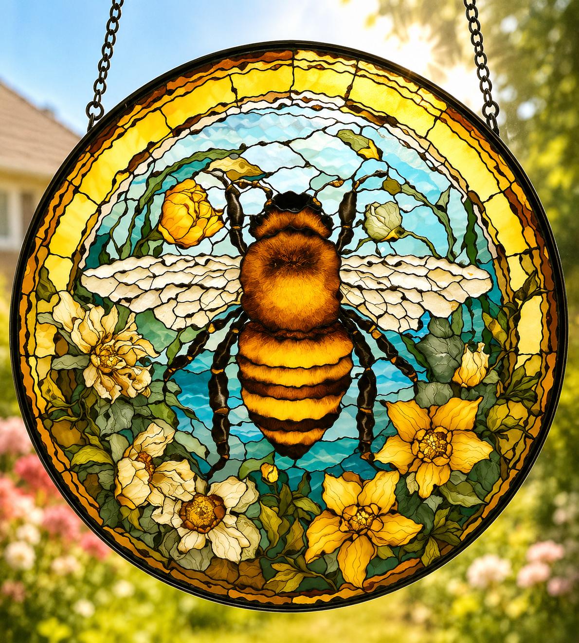 Stained Glass Effect Acrylic Suncatcher  Nature & Wildlife Window Hanging  Bee, Cardinal, Dragonfly, Fox, Owl, Butterfly and More
