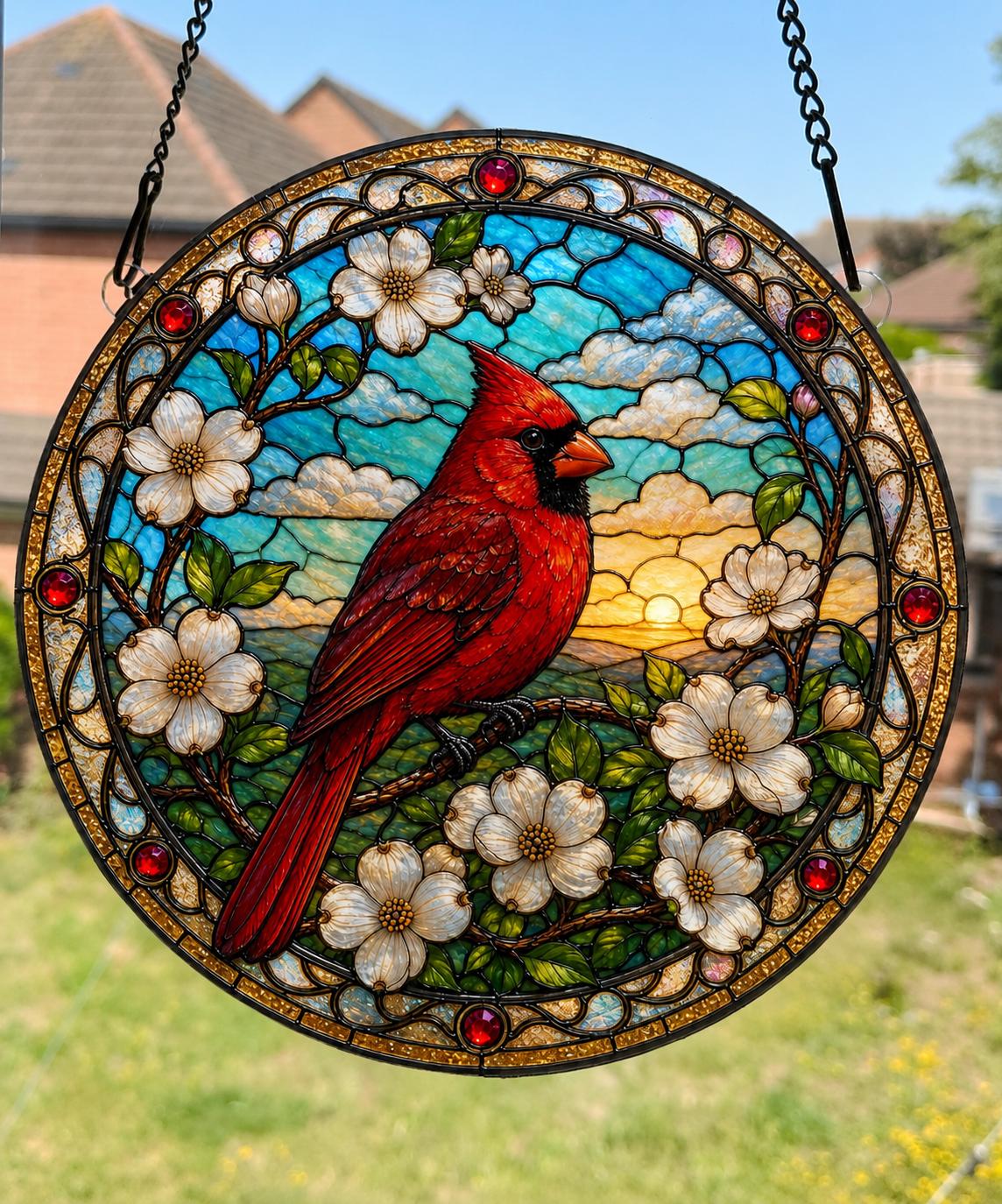 Stained Glass Effect Acrylic Suncatcher  Nature & Wildlife Window Hanging  Bee, Cardinal, Dragonfly, Fox, Owl, Butterfly and More