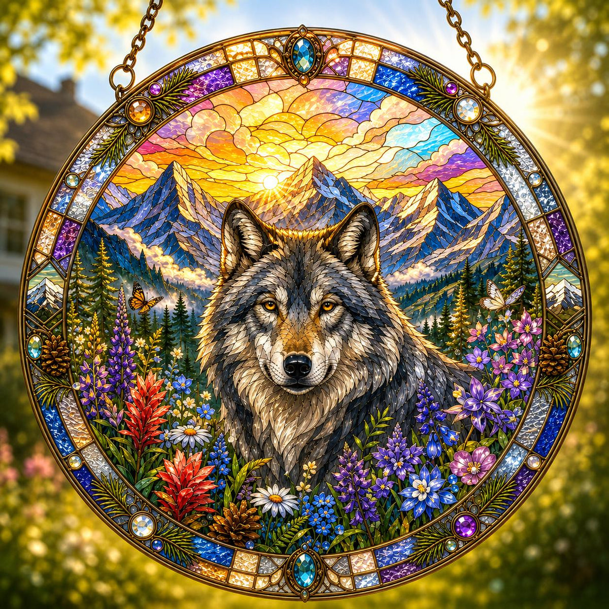 Stained Glass Effect Acrylic Suncatcher  Nature & Wildlife Window Hanging  Bee, Cardinal, Dragonfly, Fox, Owl, Butterfly and More