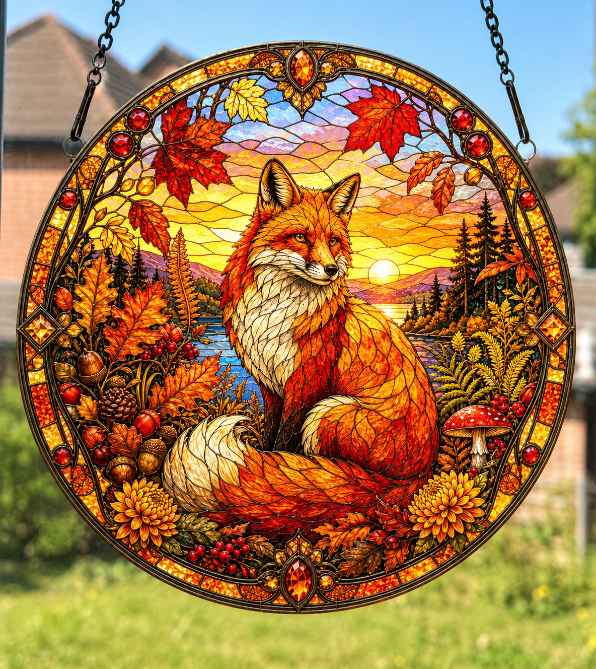 Stained Glass Effect Acrylic Suncatcher  Nature & Wildlife Window Hanging  Bee, Cardinal, Dragonfly, Fox, Owl, Butterfly and More