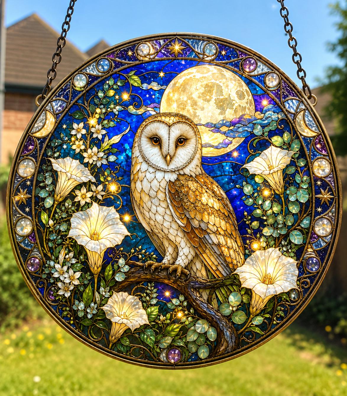 Stained Glass Effect Acrylic Suncatcher  Nature & Wildlife Window Hanging  Bee, Cardinal, Dragonfly, Fox, Owl, Butterfly and More