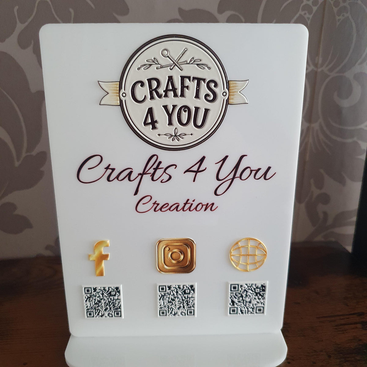 Custom Acrylic QR Code Sign | Social Media Display Sign | Business Counter Sign | Instagram Facebook Website QR Plaque