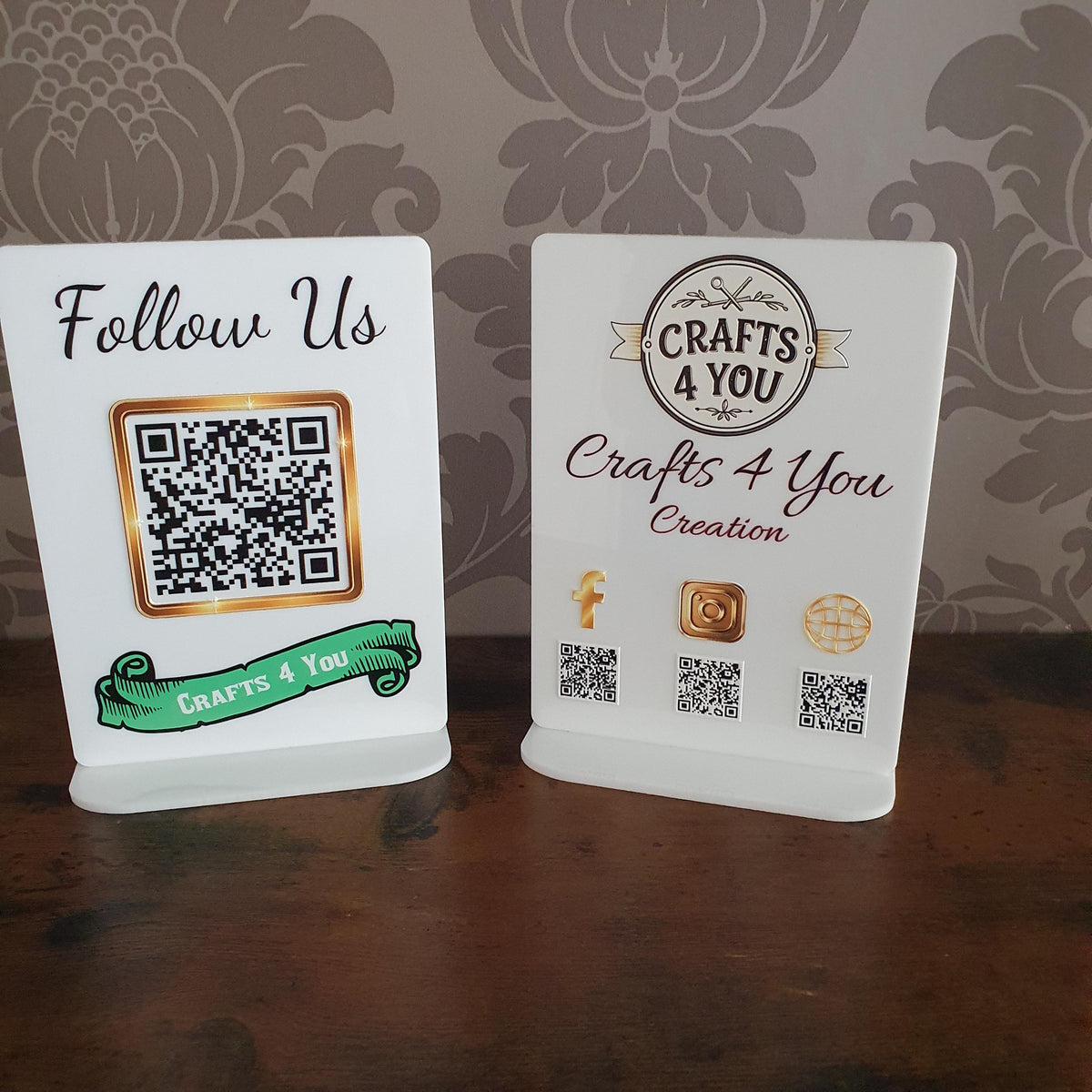 Custom Acrylic QR Code Sign | Social Media Display Sign | Business Counter Sign | Instagram Facebook Website QR Plaque