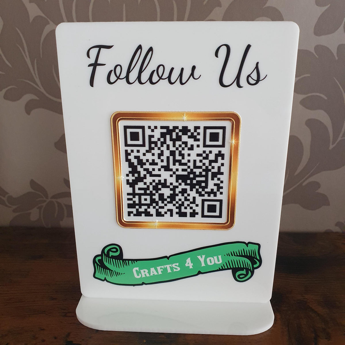 Custom Acrylic QR Code Sign | Social Media Display Sign | Business Counter Sign | Instagram Facebook Website QR Plaque