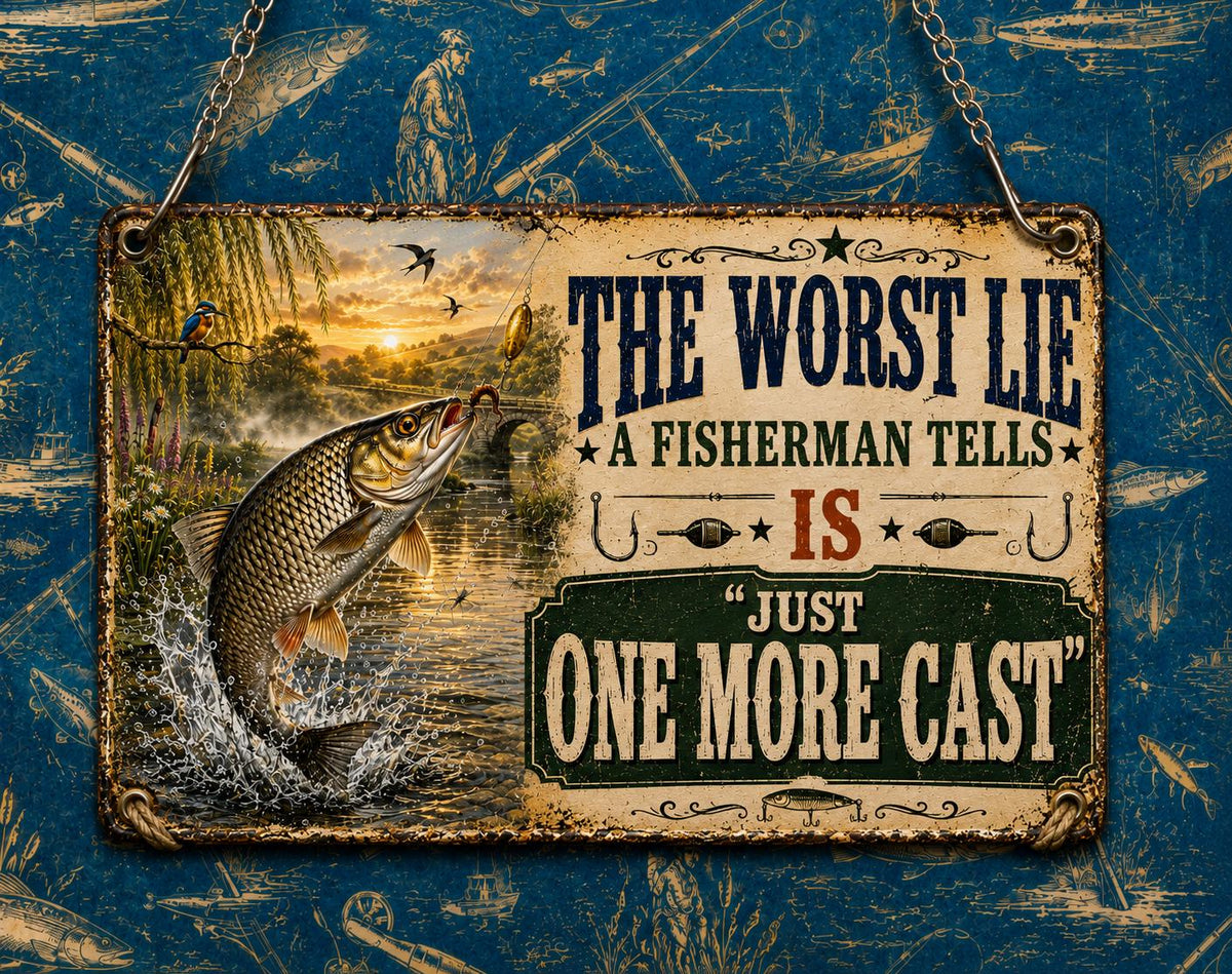 Funny fishing acrylic hanging sign featuring a jumping Perch with the quote "Fishing Is Cheaper Than Divorce And You Get To Keep The Boat", available in 3 sizes with hanging chain and choice of 10 UK fish including Pike, Carp, Salmon, Trout, Grayling, Perch, Tench, Barbel, Chub and Roach.