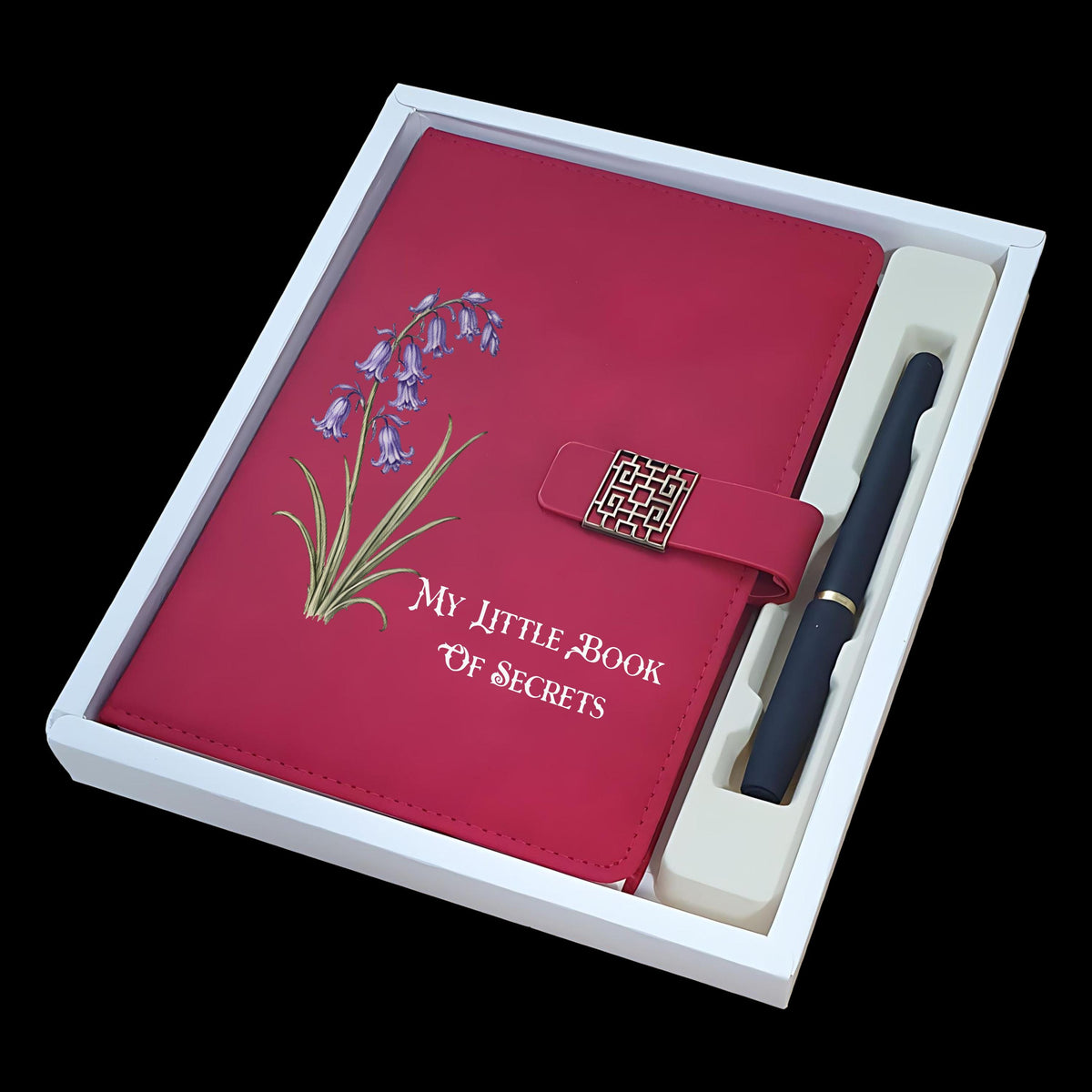 Personalized Floral eco-Leather Notebook Set, Custom Name Journal with Pen, Birth Flower Gift, All Occasion Stationery Gift Box