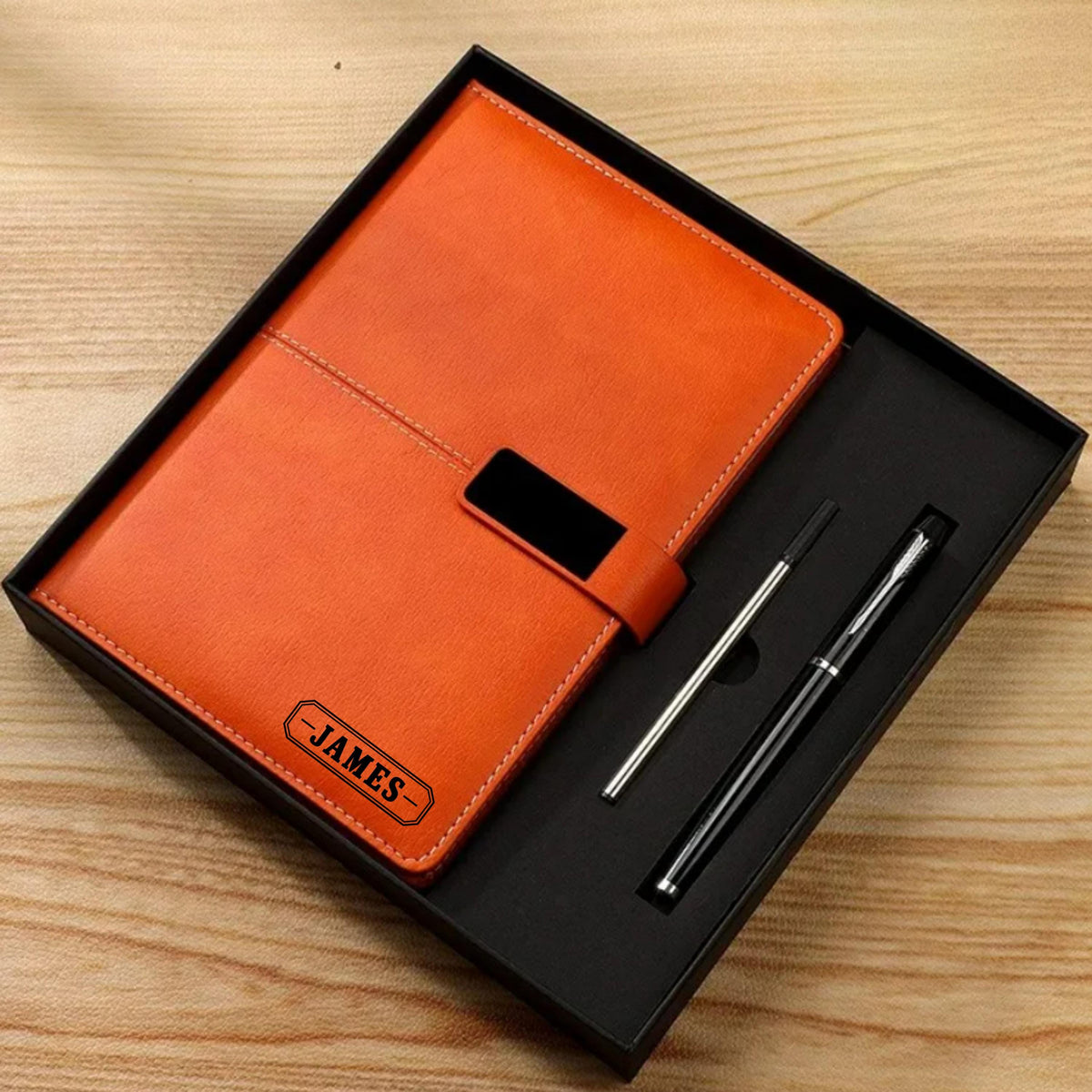 Personalised PU leather notebook featuring a custom initial and name design for everyday notes and ideas.