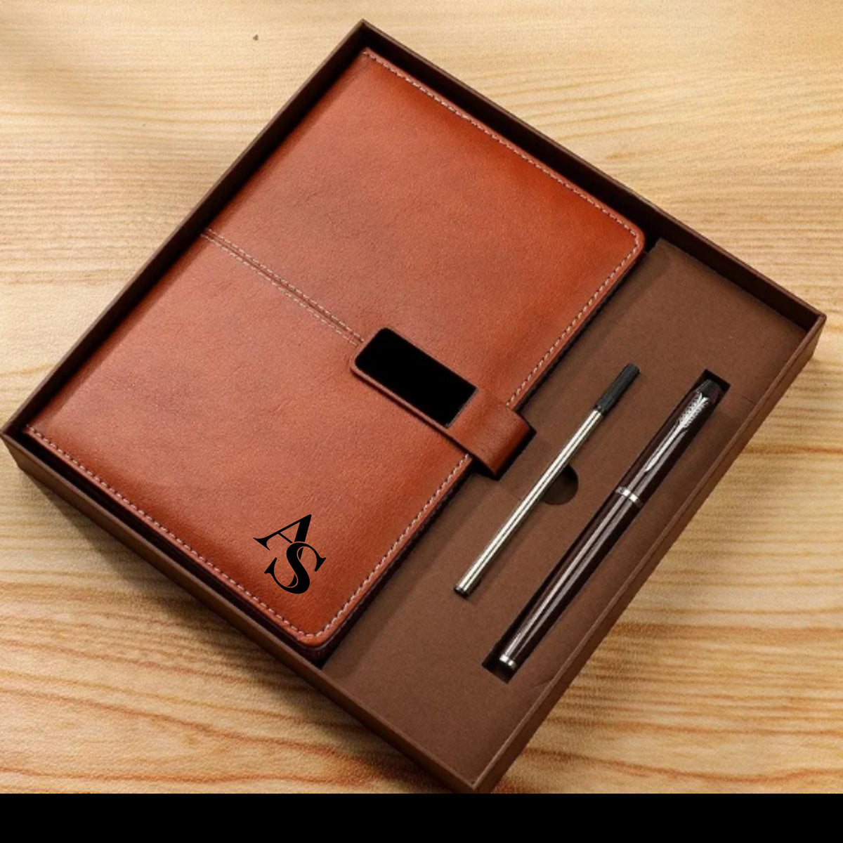 Custom name notebook with a textured PU leather cover, a thoughtful gift for birthdays, Christmas or a new job.