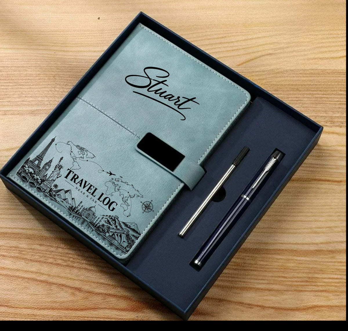 Personalized Travel Journal Gift Set, Custom Travel Notebook with Pen, Travel Diary, Adventure Journal, Traveller Gift, Trip Planner