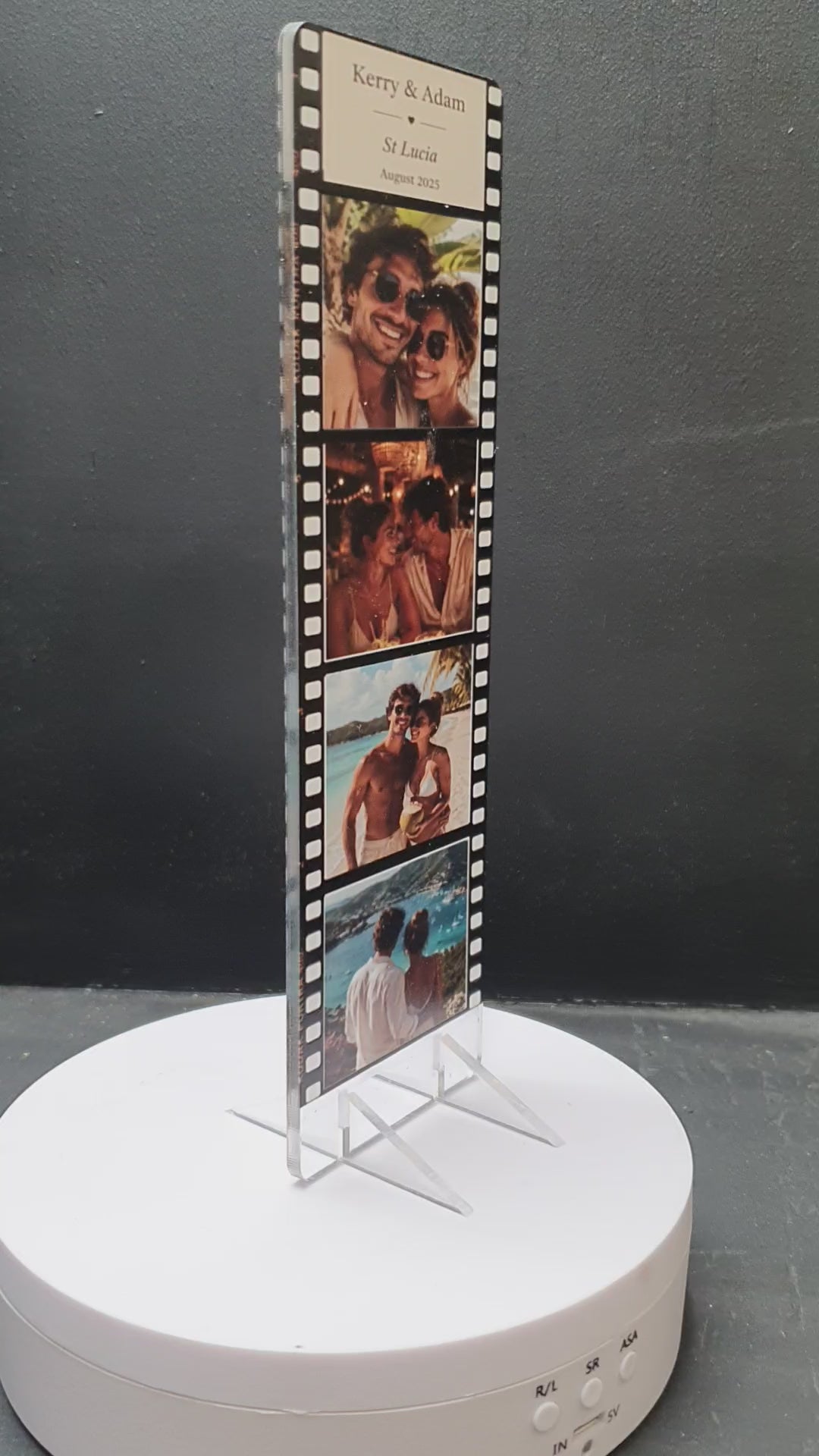 Load video: Personalised Photo Strip Acrylic Block – Custom Film Strip Photo Keepsake
