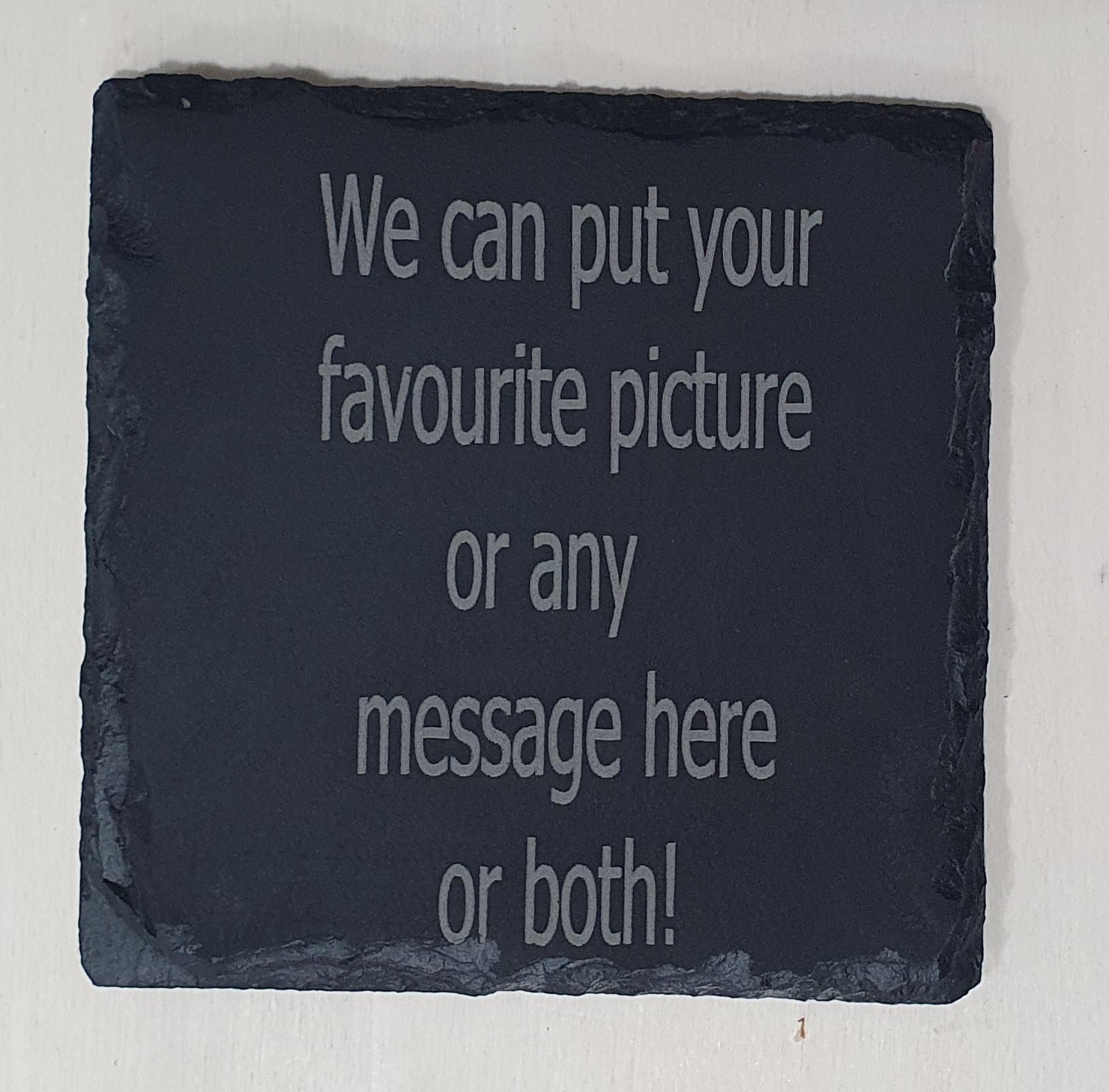 Custom Engraved Slate Coaster | Personalised Photo & Text | 100×100mmengraving