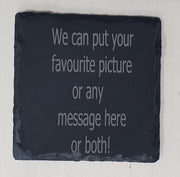 Custom Engraved Slate Coaster | Personalised Photo & Text | 100×100mmengraving