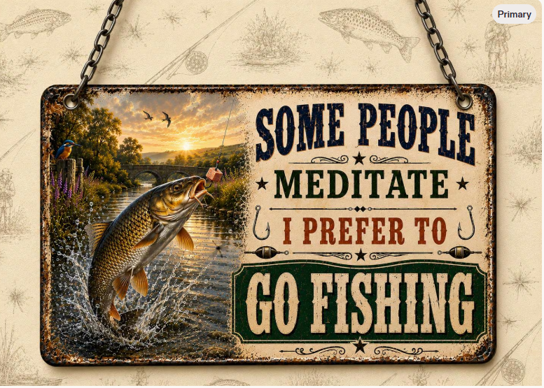 Funny fishing acrylic hanging sign featuring a jumping Perch with the quote "Fishing Is Cheaper Than Divorce And You Get To Keep The Boat", available in 3 sizes with hanging chain and choice of 10 UK fish including Pike, Carp, Salmon, Trout, Grayling, Perch, Tench, Barbel, Chub and Roach.