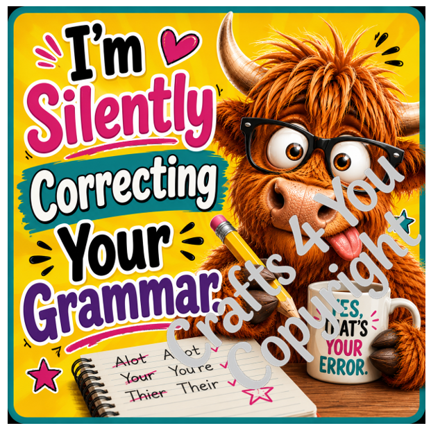 Funny animal coasters with adorable Highland Cow characters and bold humorous typography, creating a practical and entertaining gift for birthdays, Christmas or housewarming celebrations.